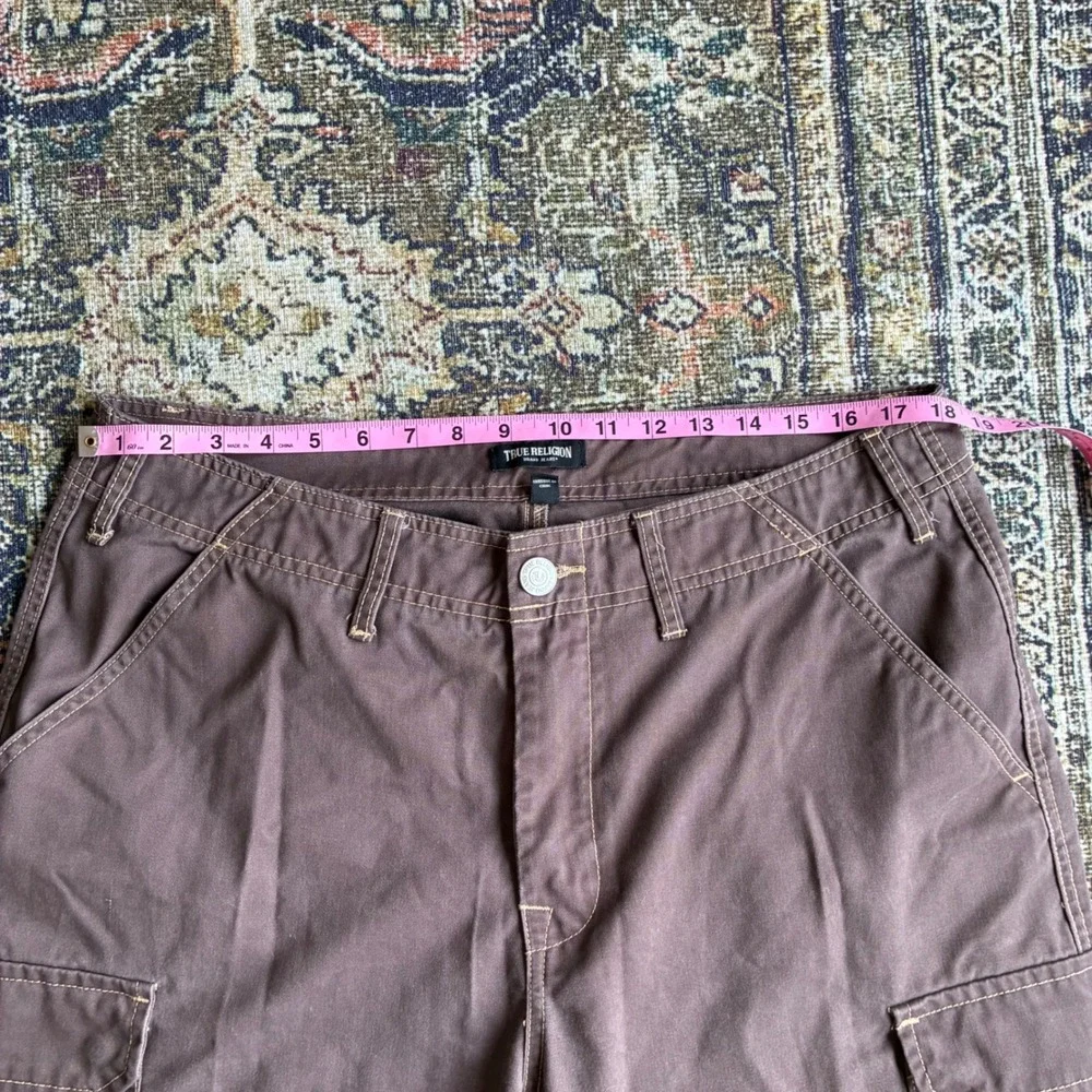 True Religion Mens Brown Cargo Pants 34 Utility Workwear Y2K Straight Leg Cotton